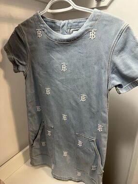 Burberry Light Blue Embroidered Denim Tee Dress